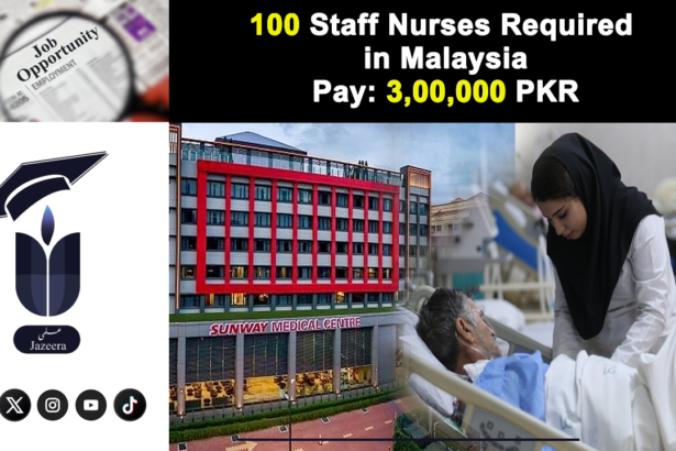 Job Opportunity: 100 Female Staff Nurses Required in Malaysia for 3,00,000 PKR